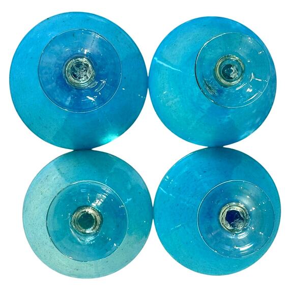 Crate and Barrel Calypso Aqua Handblown Seeded Martini Dessert Glasses-Set of 4 - Picture 7 of 9